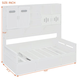 Daybed With All-In-One Cabinet And Shelf