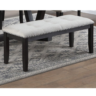 Upholstered Dining Bench With Tufted Seat And Nailhead Trim - Antique Black
