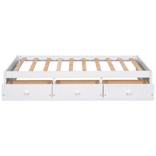 Twin Size Platform Storage Bed With 3 Drawers - White