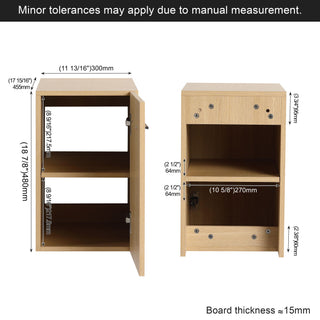 Floating Bathroom Vanity Single Door Base Cabinet, Wall Mounted Storage - Light Oak