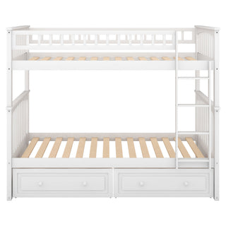 Twin Over Twin Bunk Bed With Drawers, Convertible Beds