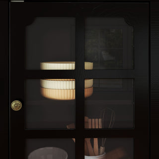 Storage Cabinet, Freestanding Curio Cabinet With Grid Doors & Drawer, Pantry Display Cabinet For Kitchen