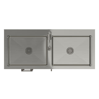 Hennessy - Laundry Utility Sink And Cabinet With Dual Sink And Pull Out Faucet - White