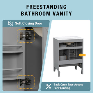 Modern Bathroom Vanity With Sink, Freestanding Cabinet With Drawers And Shelves