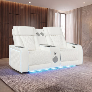 Electra - Power Reclining Loveseat With Power Headrests, Console, Speakers, Massage, LED Lighting And USB Control