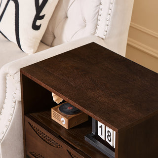 Nightstand With USB Ports & Outlet Hole, End Table With Drawer