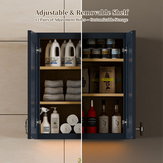 Shaker Wall Cabinet With Soft Close Hinges, Adjustable Shelves, Double Door