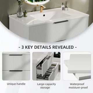 Modern Wall Mounted Floating Bathroom Vanity With Sink And Drawers
