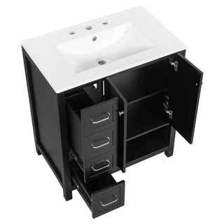 Bathroom Vanity With Sink Top, Bathroom Vanity Cabinet With 2 Doors And 2 Drawers, Open Shelf