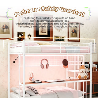 Bunk Bed With Built In Desk And LED Lighting