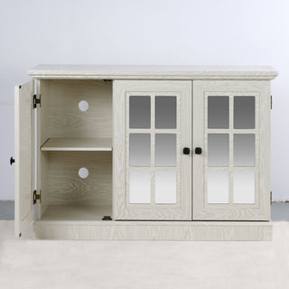 Storage Cabinet With 3 Mirrored Acrylic Doors, Adjustable Shelves