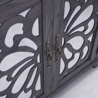 Elegant Sideboard With 2 Acrylic Mirrored Doors, Adjustable Shelf Storage