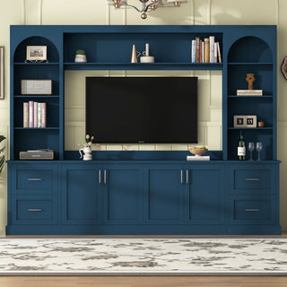 Arched Entertainment Center Wall Unit With Drawers, TV Stand