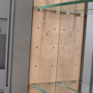 20" Wall Mounted Bathroom Mirror Cabinet With Adjustable Shelves Storage Cabinet - Imitative Oak