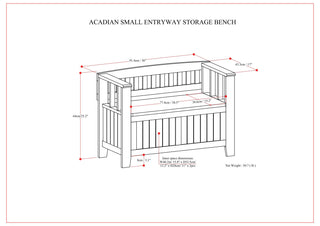 Acadian - Entryway Storage Bench, Handcrafted