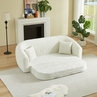 Curved Convertible Sofa, 2 In 1 Fold Out Bed With Pull Out Base And Deep Seat