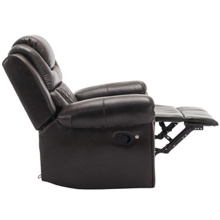 3 Pieces Recliner Sofa Sets Home Theater Seating Manual Recliner Chair & Center Console And LED Light Strip For Living Room - Brown