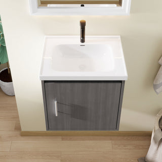 Floating Bathroom Vanity Combo, Wall Mounted Cabinet With Sink & Soft Close Doors For Small Bathrooms