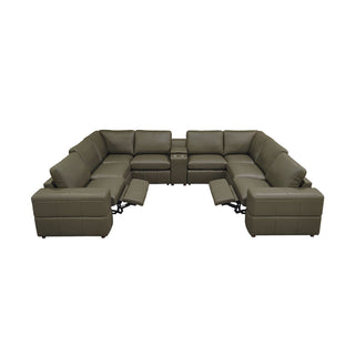 Upholstered Large Arms Sectional With Recliner Seats