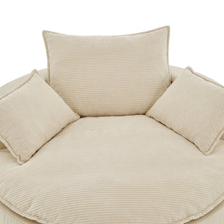 360° Swivel Accent Barrel Chair With Dual Layer Cushion And 3 Removable Pillows