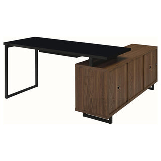 Rodger - L Shape Office Desk With Storage, Workstation For Home Or Office - Walnut
