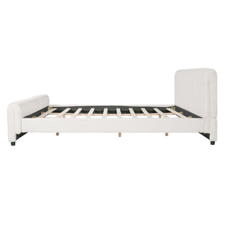 Luxury Upholstered Bed Frame With Curved Headboard & Footboard