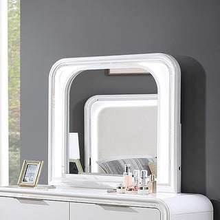 Pearl Dresser With Mirror 6 Drawers Spacious Storage - White
