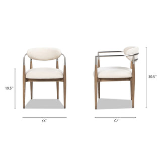 Artemis - Mixed Material Upholstered Dining Arm Chair - Warm White