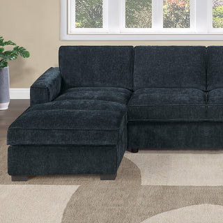 U - Sectional Sofa Upholstered LAF / RAF Chaise With Armless Loveseat And Chairs - Black
