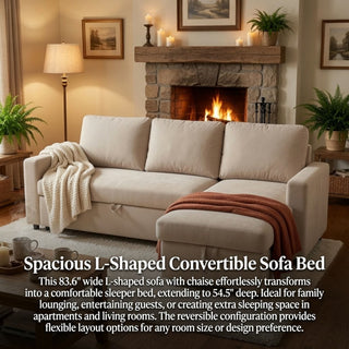 L - Shaped Convertible Sofa Bed With Storage Chaise