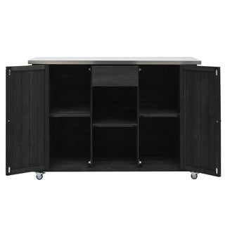 Outdoor Kitchen Island With Stainless Steel Top, Ample Storage Space, Towel And Spice Racks And A Bottle Opener