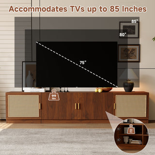 78" TV Stand For TVs Up To 85", Media Console, Adjustable Shelves - Walnut