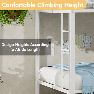 Bunk Bed For Kids, Convertible Frame With Ladders & Guardrail