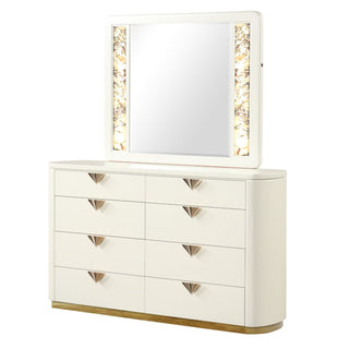 La Pierre - Rectangular Mirror With LED Lighting Panels - Beige