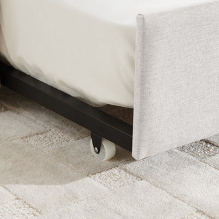 Upholstered Daybed With Trundle With Vertical Stripes