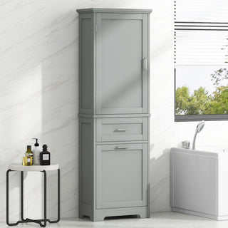 Tall Freestanding Bathroom Storage Cabinet With Adjustable Shelf And 2 Drawers