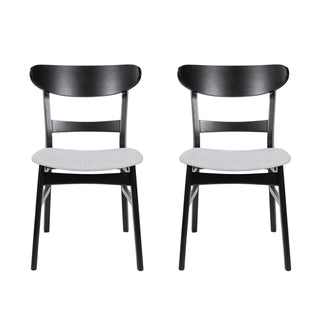 Dining Chairs With Upholstered Seat (Set of 2) - Black / Light Beige