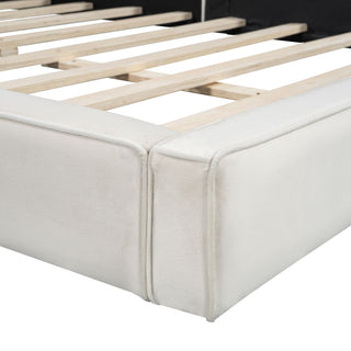 Upholstered Platform Bed, Grounded Bed With Solid Frame