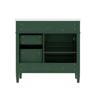 Bathroom Vanity With Sink, Rectangular Storage Cabinet & 2 Drawers And Tip Out Drawer