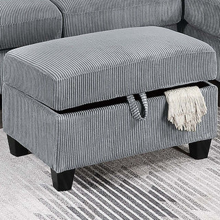 Contemporary Sectional Set With Right Arm Chaise, Left Arm Sofa With USB Port, Storage Ottoman
