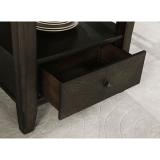 Fulton - Round Dining Table With Drawer - Dark Brown