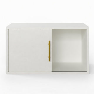 Cube Storage Organizer With Sliding Door Stackable Modular Bookshelf & Storage Cabinet - White