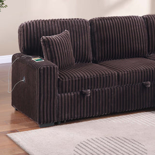 Convertible Sectional Upholstered Sleeper Sofa With Storage Chaise