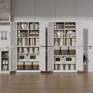 Kitchen Pantry Cabinet With Adjustable Shelves, Heavy Duty Storage - White