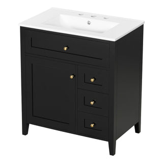 Bathroom Vanity With Sink, 3 Drawers And Adjustable Shelf