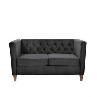 Button Tufted Loveseat, 2 Seater With Square Arm Couch For Living Room