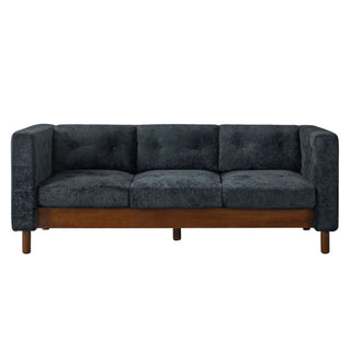 3 Seater Sofa With Square Arms, Tufted Pillow Back For Living Room