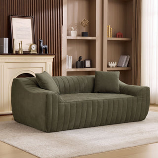Oversized 2 Seater Loveseat With 2 Decor Throw Pillows, Deep Seat Sofa For Living Rooms