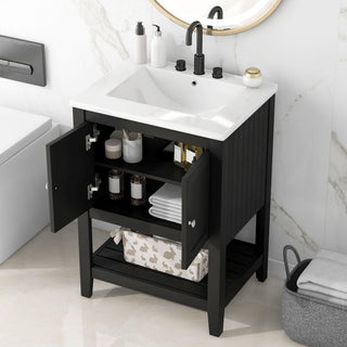 Modern Bathroom Vanity With Sink And Open Shelf