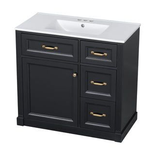 Modern Bathroom Vanity With Sink, 4 Drawers, Soft-Close Door, Adjustable Shelf